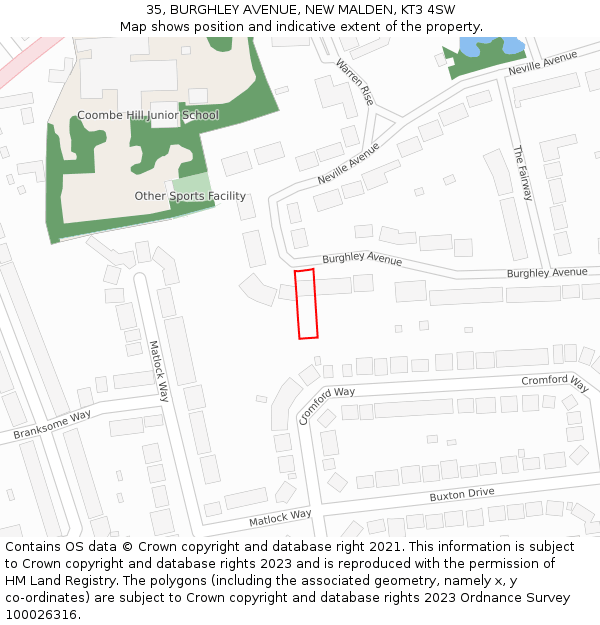 35, BURGHLEY AVENUE, NEW MALDEN, KT3 4SW: Location map and indicative extent of plot