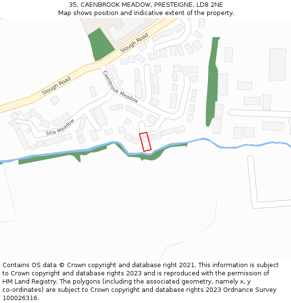 35, CAENBROOK MEADOW, PRESTEIGNE, LD8 2NE: Location map and indicative extent of plot