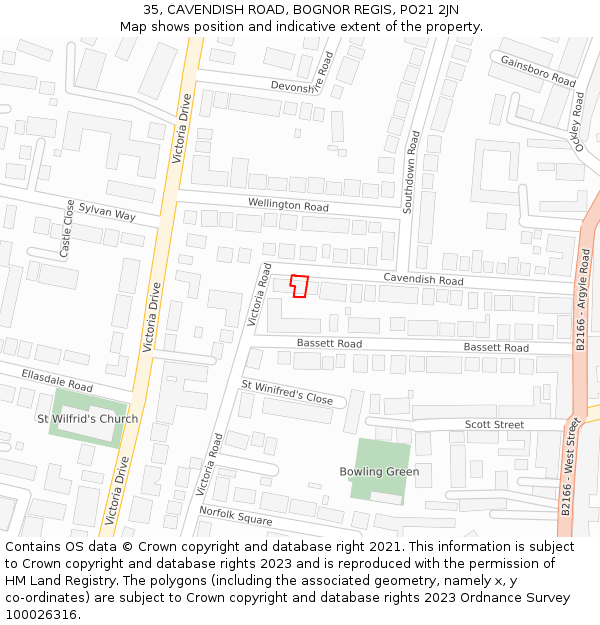 35, CAVENDISH ROAD, BOGNOR REGIS, PO21 2JN: Location map and indicative extent of plot
