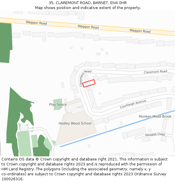 35, CLAREMONT ROAD, BARNET, EN4 0HR: Location map and indicative extent of plot