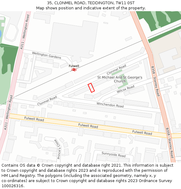 35, CLONMEL ROAD, TEDDINGTON, TW11 0ST: Location map and indicative extent of plot