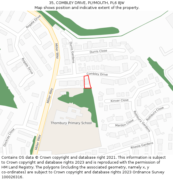 35, COMBLEY DRIVE, PLYMOUTH, PL6 8JW: Location map and indicative extent of plot