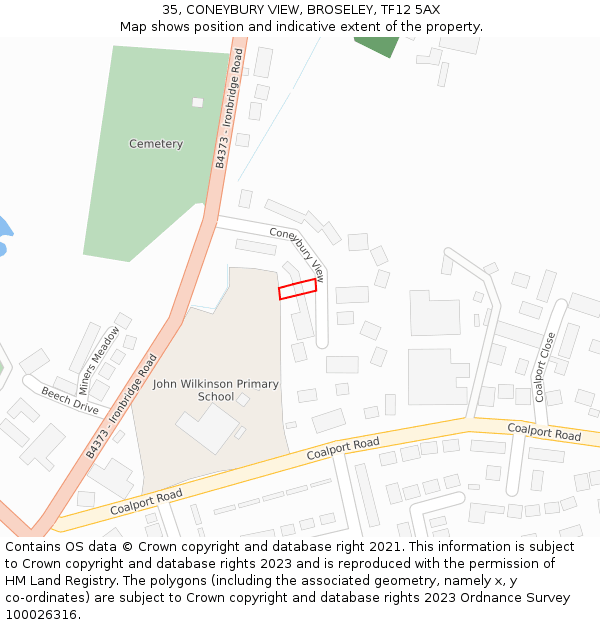 35, CONEYBURY VIEW, BROSELEY, TF12 5AX: Location map and indicative extent of plot