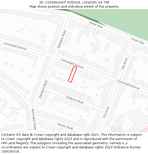 35, CONNAUGHT AVENUE, LONDON, E4 7AE: Location map and indicative extent of plot