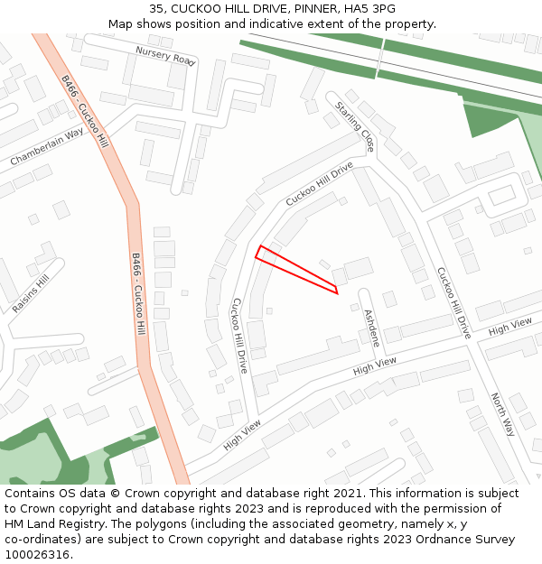 35, CUCKOO HILL DRIVE, PINNER, HA5 3PG: Location map and indicative extent of plot