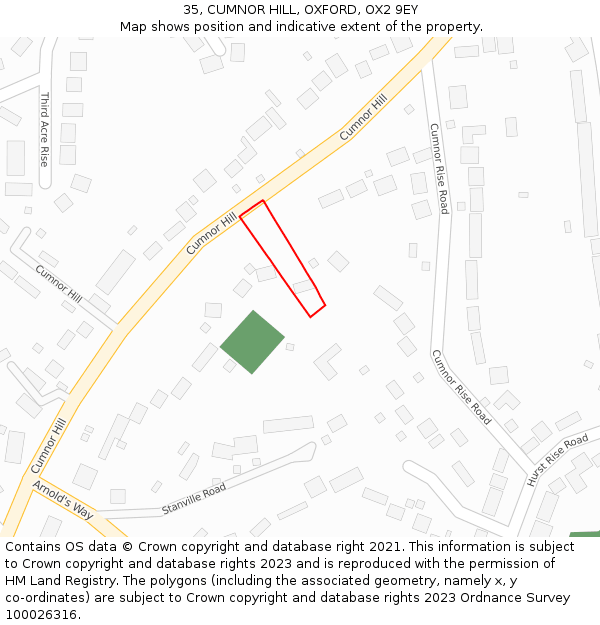 35, CUMNOR HILL, OXFORD, OX2 9EY: Location map and indicative extent of plot