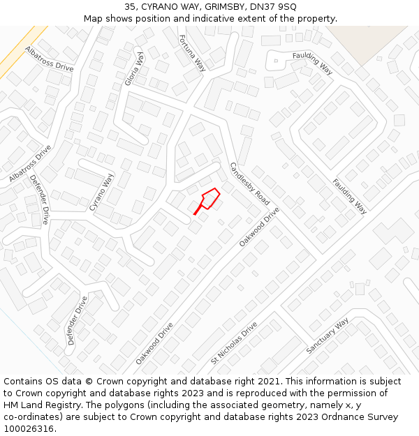 35, CYRANO WAY, GRIMSBY, DN37 9SQ: Location map and indicative extent of plot