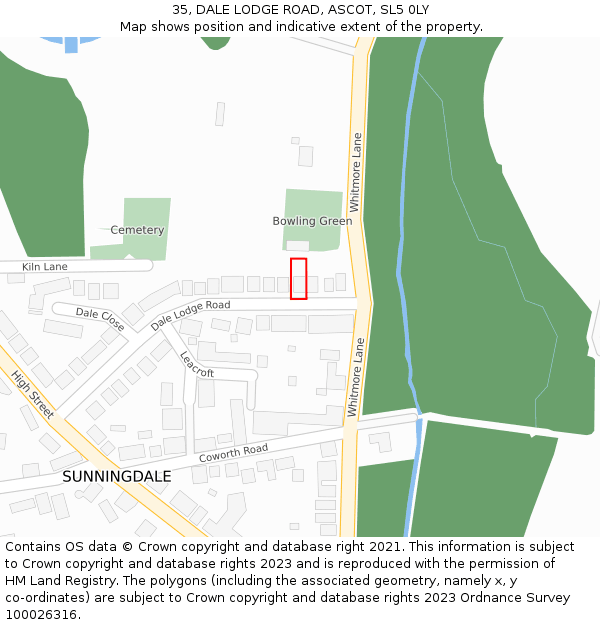 35, DALE LODGE ROAD, ASCOT, SL5 0LY: Location map and indicative extent of plot
