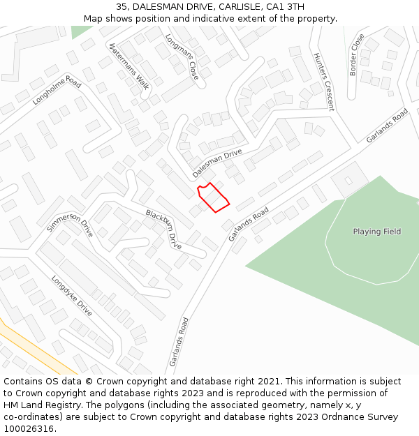 35, DALESMAN DRIVE, CARLISLE, CA1 3TH: Location map and indicative extent of plot