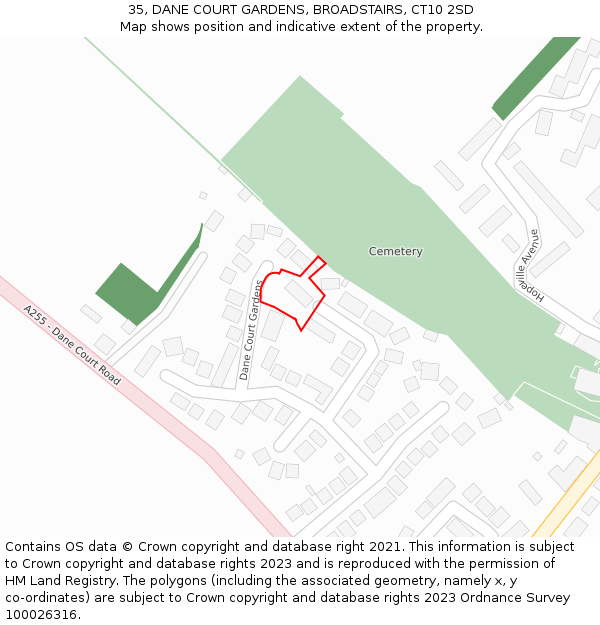 35, DANE COURT GARDENS, BROADSTAIRS, CT10 2SD: Location map and indicative extent of plot