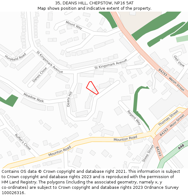 35, DEANS HILL, CHEPSTOW, NP16 5AT: Location map and indicative extent of plot