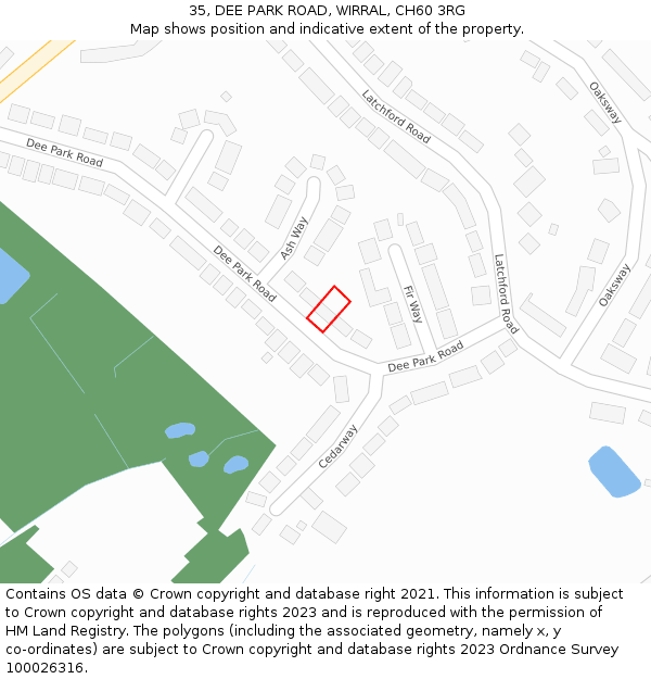 35, DEE PARK ROAD, WIRRAL, CH60 3RG: Location map and indicative extent of plot