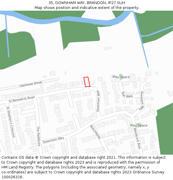 35, DOWNHAM WAY, BRANDON, IP27 0UH: Location map and indicative extent of plot