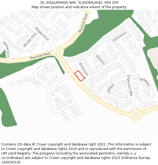 35, ENGLEMANN WAY, SUNDERLAND, SR3 2NY: Location map and indicative extent of plot