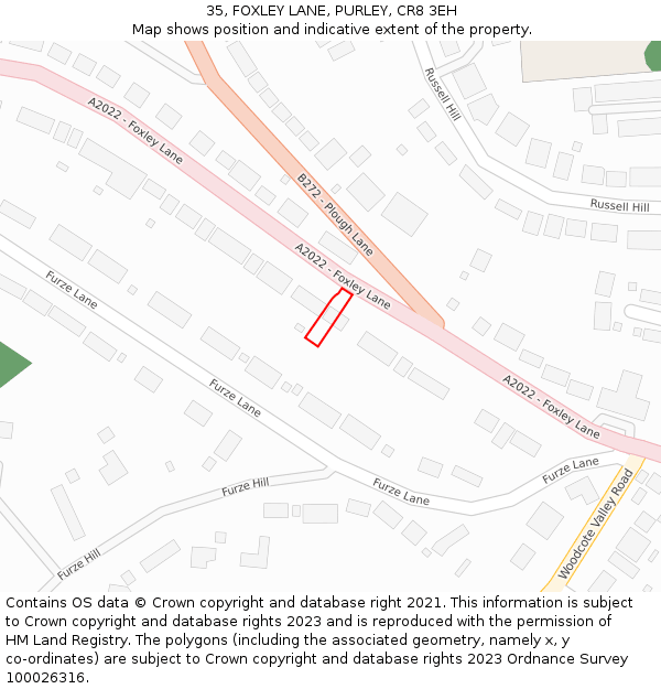 35, FOXLEY LANE, PURLEY, CR8 3EH: Location map and indicative extent of plot