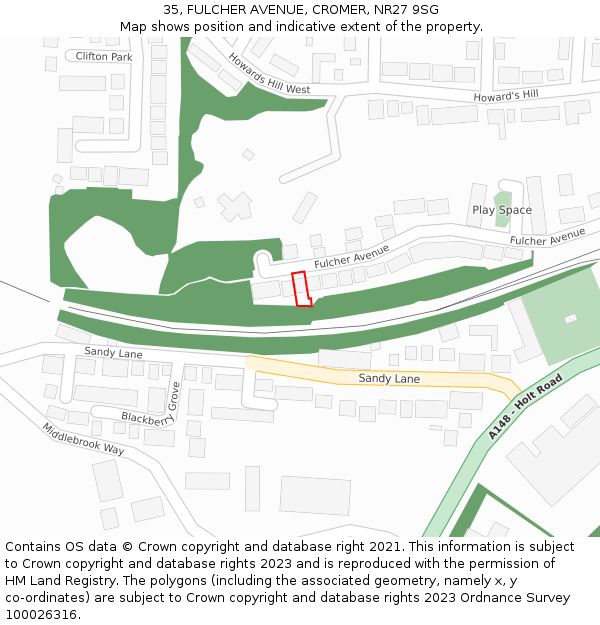 35, FULCHER AVENUE, CROMER, NR27 9SG: Location map and indicative extent of plot