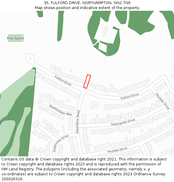 35, FULFORD DRIVE, NORTHAMPTON, NN2 7NX: Location map and indicative extent of plot