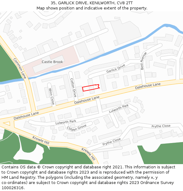 35, GARLICK DRIVE, KENILWORTH, CV8 2TT: Location map and indicative extent of plot