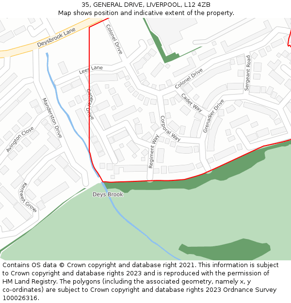35, GENERAL DRIVE, LIVERPOOL, L12 4ZB: Location map and indicative extent of plot
