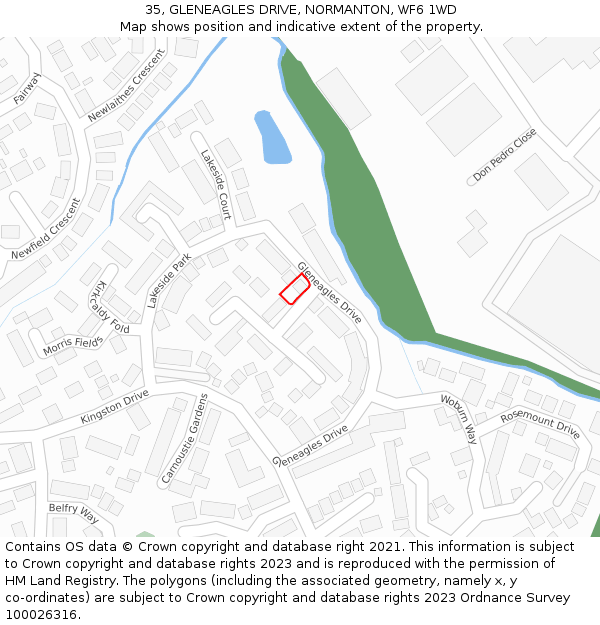 35, GLENEAGLES DRIVE, NORMANTON, WF6 1WD: Location map and indicative extent of plot