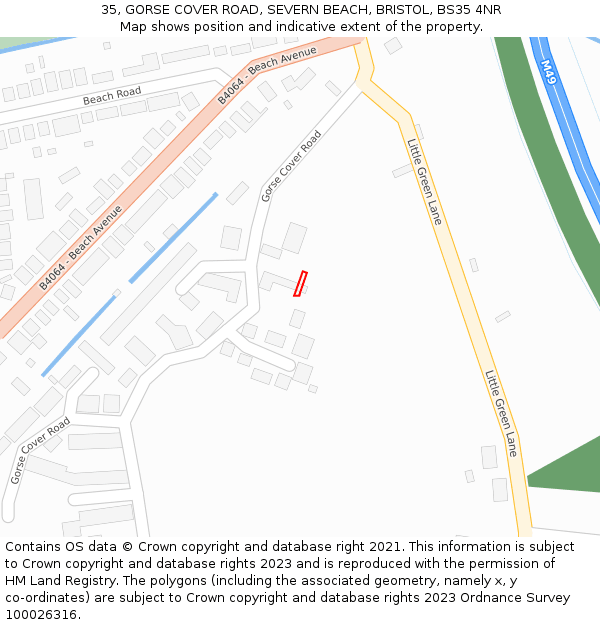 35, GORSE COVER ROAD, SEVERN BEACH, BRISTOL, BS35 4NR: Location map and indicative extent of plot