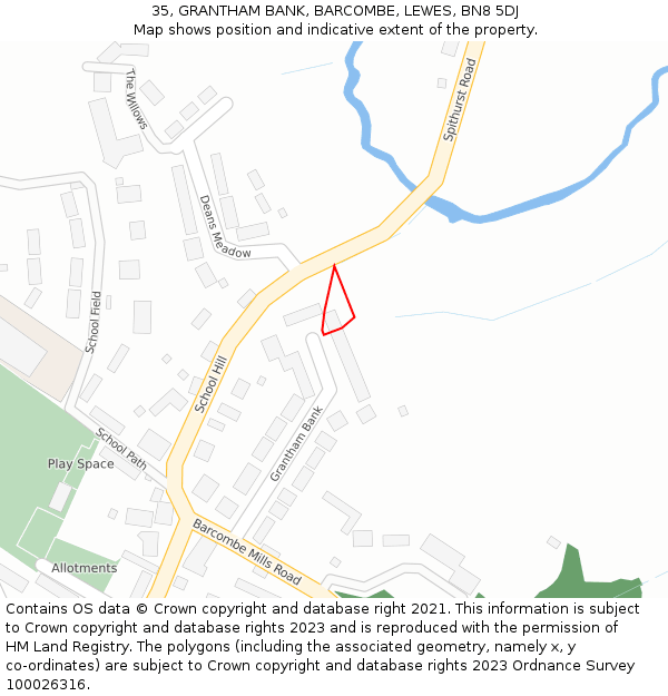 35, GRANTHAM BANK, BARCOMBE, LEWES, BN8 5DJ: Location map and indicative extent of plot