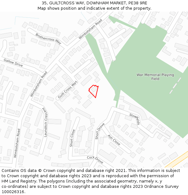 35, GUILTCROSS WAY, DOWNHAM MARKET, PE38 9RE: Location map and indicative extent of plot