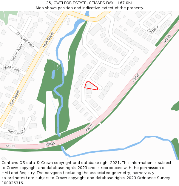 35, GWELFOR ESTATE, CEMAES BAY, LL67 0NL: Location map and indicative extent of plot