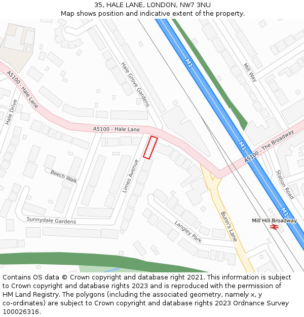 35, HALE LANE, LONDON, NW7 3NU: Location map and indicative extent of plot