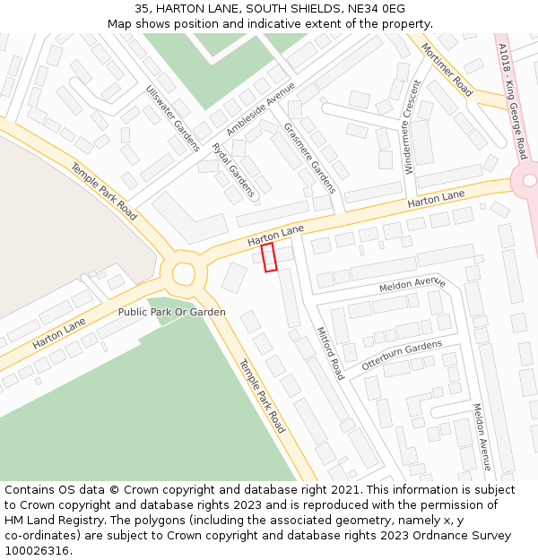 35, HARTON LANE, SOUTH SHIELDS, NE34 0EG: Location map and indicative extent of plot