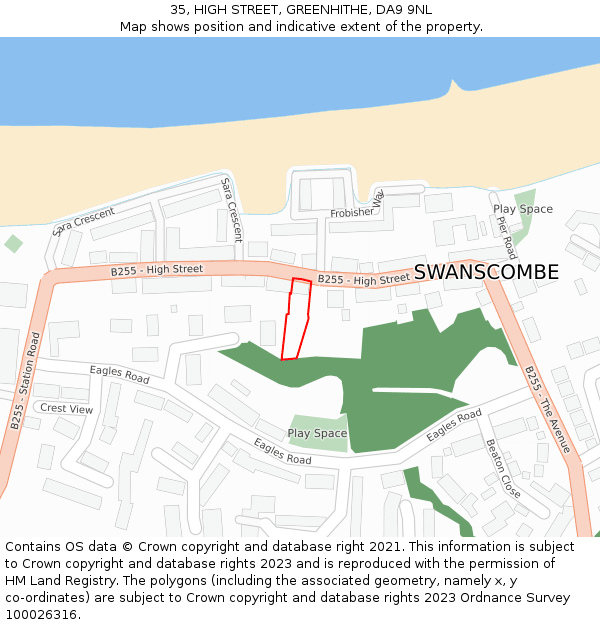 35, HIGH STREET, GREENHITHE, DA9 9NL: Location map and indicative extent of plot