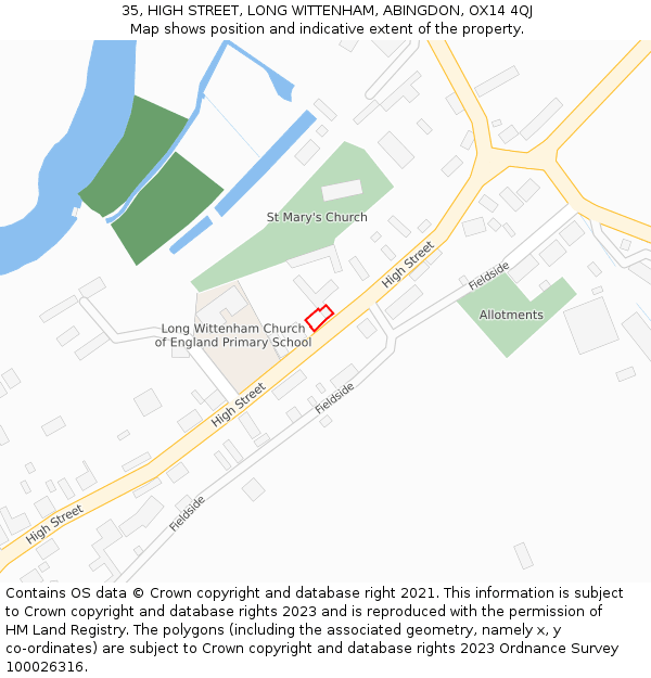 35, HIGH STREET, LONG WITTENHAM, ABINGDON, OX14 4QJ: Location map and indicative extent of plot