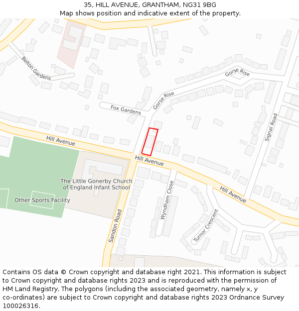 35, HILL AVENUE, GRANTHAM, NG31 9BG: Location map and indicative extent of plot