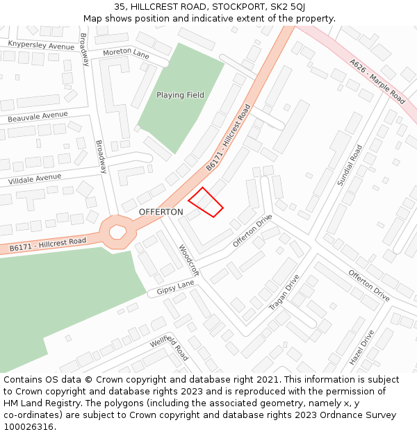 35, HILLCREST ROAD, STOCKPORT, SK2 5QJ: Location map and indicative extent of plot