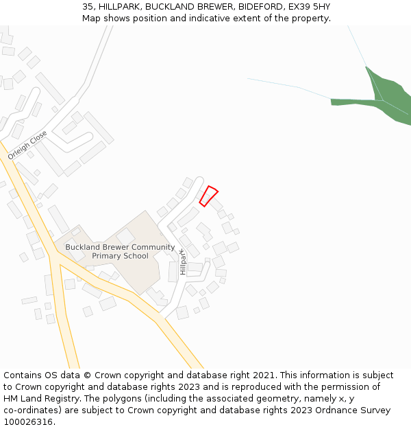 35, HILLPARK, BUCKLAND BREWER, BIDEFORD, EX39 5HY: Location map and indicative extent of plot