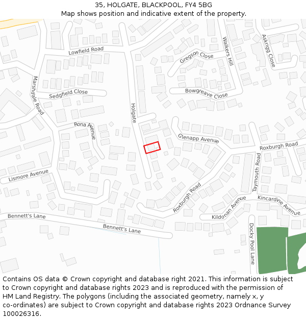 35, HOLGATE, BLACKPOOL, FY4 5BG: Location map and indicative extent of plot