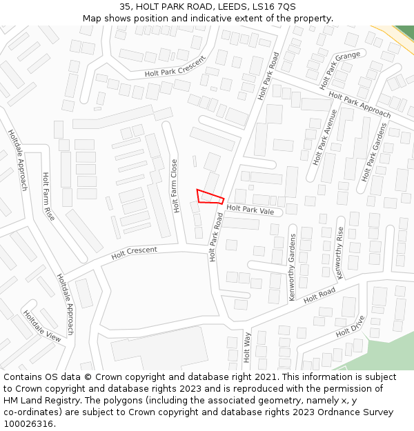 35, HOLT PARK ROAD, LEEDS, LS16 7QS: Location map and indicative extent of plot