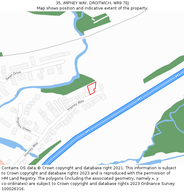 35, IMPNEY WAY, DROITWICH, WR9 7EJ: Location map and indicative extent of plot