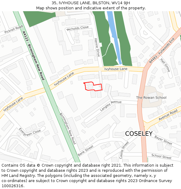 35, IVYHOUSE LANE, BILSTON, WV14 9JH: Location map and indicative extent of plot
