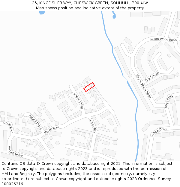 35, KINGFISHER WAY, CHESWICK GREEN, SOLIHULL, B90 4LW: Location map and indicative extent of plot