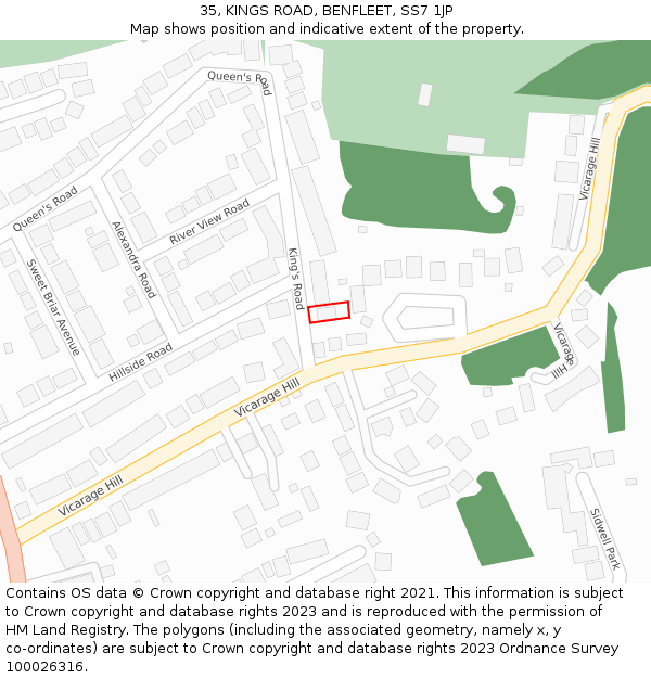 35, KINGS ROAD, BENFLEET, SS7 1JP: Location map and indicative extent of plot