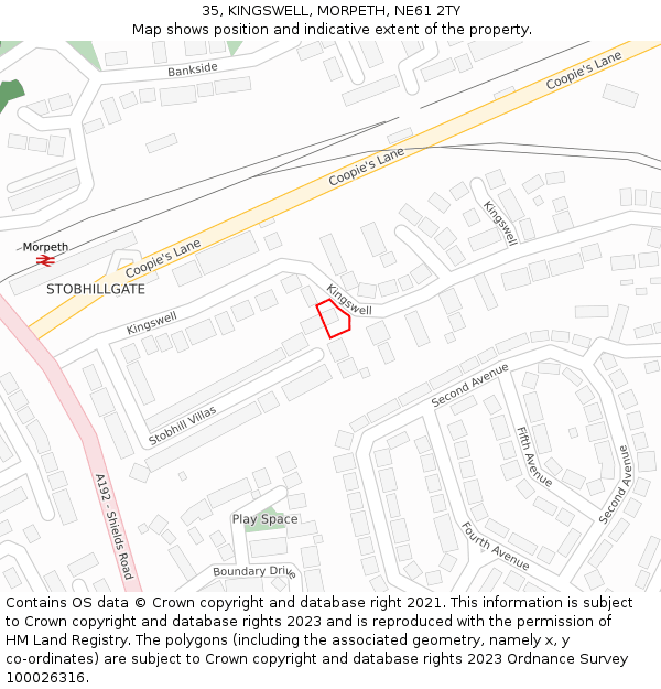 35, KINGSWELL, MORPETH, NE61 2TY: Location map and indicative extent of plot