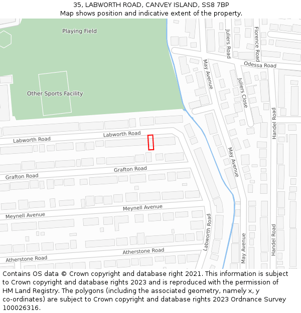 35, LABWORTH ROAD, CANVEY ISLAND, SS8 7BP: Location map and indicative extent of plot