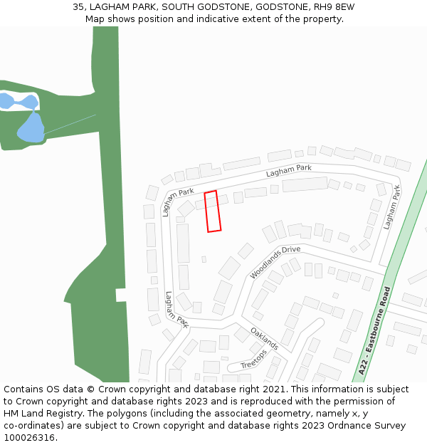 35, LAGHAM PARK, SOUTH GODSTONE, GODSTONE, RH9 8EW: Location map and indicative extent of plot