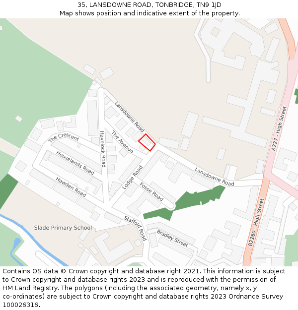 35, LANSDOWNE ROAD, TONBRIDGE, TN9 1JD: Location map and indicative extent of plot