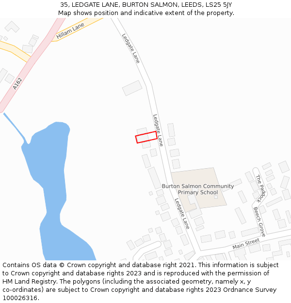 35, LEDGATE LANE, BURTON SALMON, LEEDS, LS25 5JY: Location map and indicative extent of plot