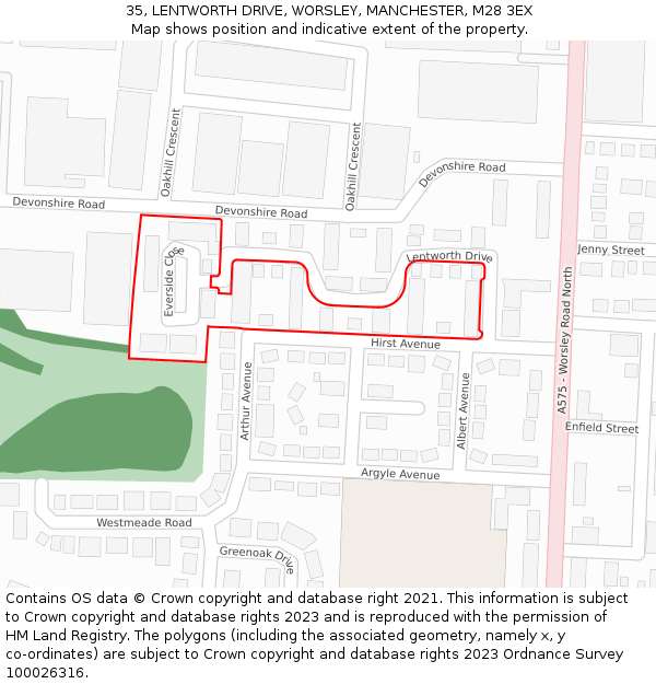 35, LENTWORTH DRIVE, WORSLEY, MANCHESTER, M28 3EX: Location map and indicative extent of plot