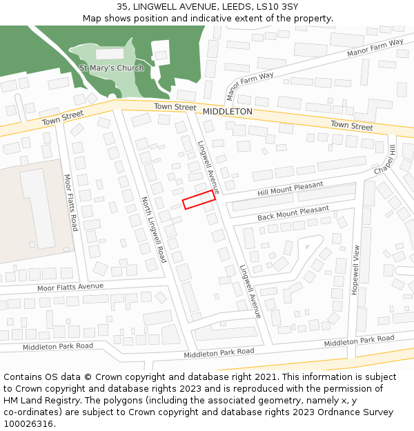 35, LINGWELL AVENUE, LEEDS, LS10 3SY: Location map and indicative extent of plot
