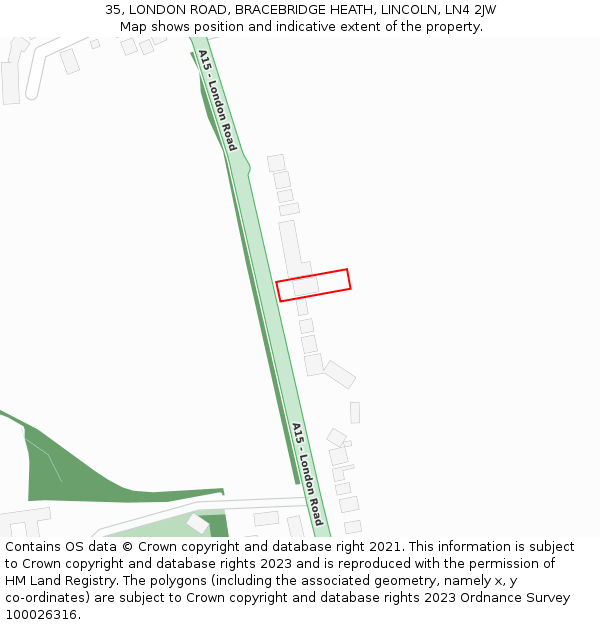 35, LONDON ROAD, BRACEBRIDGE HEATH, LINCOLN, LN4 2JW: Location map and indicative extent of plot