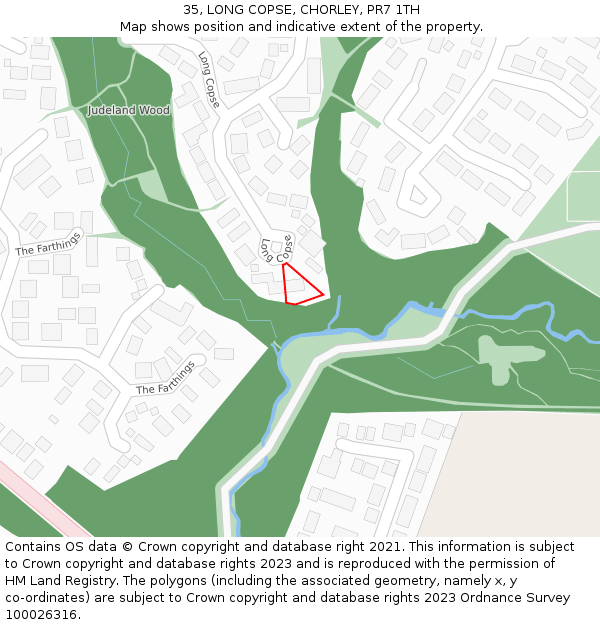 35, LONG COPSE, CHORLEY, PR7 1TH: Location map and indicative extent of plot